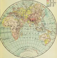 An illustration from Hammond's business atlas of economic geography: a new series of maps showing: relief of the land, temperature, rainfall, natural vegetation, productive and non-productive regions, mineral products, agricultural products, distribution of population, etc., etc (1921)