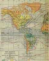 An illustration from Hammond's business atlas of economic geography: a new series of maps showing: relief of the land, temperature, rainfall, natural vegetation, productive and non-productive regions, mineral products, agricultural products, distribution of population, etc., etc (1921)