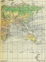 An illustration from Hammond's business atlas of economic geography: a new series of maps showing: relief of the land, temperature, rainfall, natural vegetation, productive and non-productive regions, mineral products, agricultural products, distribution of population, etc., etc (1921)