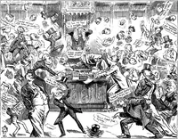 An illustration from M.P.'s in session, from Mr. Punch's parliamentary portrait gallery (1889)