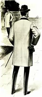 An illustration from The spring book of B. Kuppenheimer & Co. : illustrating a new century of clothing-radically different from the old-and incidentally depicting the more striking chances in men's wear during the past one hundred year (1900)