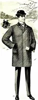 An illustration from The spring book of B. Kuppenheimer & Co. : illustrating a new century of clothing-radically different from the old-and incidentally depicting the more striking chances in men's wear during the past one hundred year (1900)