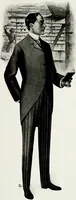 An illustration from The spring book of B. Kuppenheimer & Co. : illustrating a new century of clothing-radically different from the old-and incidentally depicting the more striking chances in men's wear during the past one hundred year (1900)