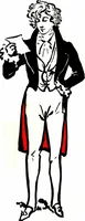 An illustration from The spring book of B. Kuppenheimer & Co. : illustrating a new century of clothing-radically different from the old-and incidentally depicting the more striking chances in men's wear during the past one hundred year (1900)