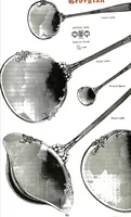 An illustration from Georgian: a pattern of spoons, forks and all other pieces of table flat ware is fully shown in this book, in which is also given an account of the chief events of the war of the revolution and the acts of oppression which preceded and provoked it... (1906)