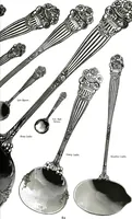 An illustration from Georgian: a pattern of spoons, forks and all other pieces of table flat ware is fully shown in this book, in which is also given an account of the chief events of the war of the revolution and the acts of oppression which preceded and provoked it... (1906)