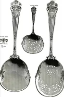 An illustration from Georgian: a pattern of spoons, forks and all other pieces of table flat ware is fully shown in this book, in which is also given an account of the chief events of the war of the revolution and the acts of oppression which preceded and provoked it... (1906)