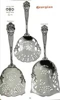 An illustration from Georgian: a pattern of spoons, forks and all other pieces of table flat ware is fully shown in this book, in which is also given an account of the chief events of the war of the revolution and the acts of oppression which preceded and provoked it... (1906)