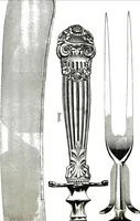 An illustration from Georgian: a pattern of spoons, forks and all other pieces of table flat ware is fully shown in this book, in which is also given an account of the chief events of the war of the revolution and the acts of oppression which preceded and provoked it... (1906)