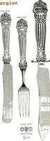 An illustration from Georgian: a pattern of spoons, forks and all other pieces of table flat ware is fully shown in this book, in which is also given an account of the chief events of the war of the revolution and the acts of oppression which preceded and provoked it... (1906)
