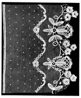 An illustration from The art of bobbin lace : a practical text book of workmanship in antique and modern lace including Geneoese, point de flandre bruges guipure, duchesse, Honiton, "raised" Honiton, applique, and Bruxelles : also how to clean and repair valuable lace, etc. (1911)