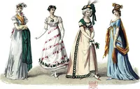 An illustration from The history of fashion in France, or, The dress of women from the Gallo-Roman period to the present time (1882)