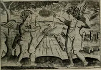 An illustration from Cupidoos mengelwerken, of, Minnespiegel der deugden : bestaande uit stightelyke zinnebeelden (1728)