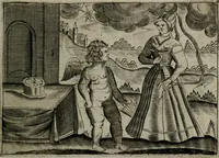 An illustration from Cupidoos mengelwerken, of, Minnespiegel der deugden : bestaande uit stightelyke zinnebeelden (1728)