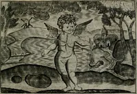 An illustration from Cupidoos mengelwerken, of, Minnespiegel der deugden : bestaande uit stightelyke zinnebeelden (1728)