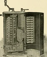 An illustration from Cyclopedia of applied electricity : a general reference work on direct-current generators and motors, storage batteries, electrochemistry, welding, electric wiring, meters, electric lighting, electric railways, power stations, switchboards, power transmission, alternating-current machinery, telegraphy, etc. (1916)
