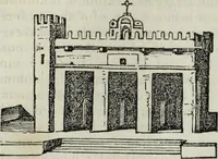 An illustration from Cyclopedia of architecture, historical, descriptive, typographical, decorative, theoretical and mechanical, alphabetically arranged, familiarly explained, and adapted to the comprehension of workmen, etc., etc. By Robert Stuart [pseud.] ... Two volumes in one. .. (1854)