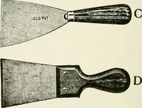 An illustration from Cyclopedia of painting : containing useful and valuable information on the following subjects : adulteration of paint, blistering of paint, brushes, calcimining, carriage painting, china painting, colors, color harmony, color mixing, color testing, exterior painting, gilding, graining, house painting, marbling, mildew, oils and driers, oil painting on glass, painting a bath tub, painting in distemper, paperhanger's tools, paperhanging, pigments, plain oil painting, primary colors, priming, scenic painting, sign painting, stains, staining, stencilling, turpentine, varnishes, varnishing, water color painting, when not to paint, practical points on painting, useful information (1908)