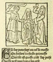 An illustration from Cy est le Romat de la roze, ou, Tout lart Damour est enclose : histoires et auctoritez et maintz beaulx propos vsitez qui a este nouuellement Corrige suffisantement et cotte bien a lauantaige com on voit en chascune page (1526)