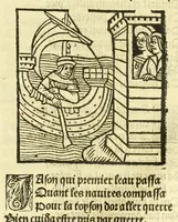 An illustration from Cy est le Romat de la roze, ou, Tout lart Damour est enclose : histoires et auctoritez et maintz beaulx propos vsitez qui a este nouuellement Corrige suffisantement et cotte bien a lauantaige com on voit en chascune page (1526)