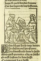 An illustration from Cy est le Romat de la roze, ou, Tout lart Damour est enclose : histoires et auctoritez et maintz beaulx propos vsitez qui a este nouuellement Corrige suffisantement et cotte bien a lauantaige com on voit en chascune page (1526)