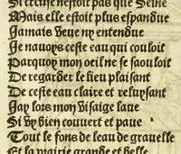 An illustration from Cy est le Romat de la roze, ou, Tout lart Damour est enclose : histoires et auctoritez et maintz beaulx propos vsitez qui a este nouuellement Corrige suffisantement et cotte bien a lauantaige com on voit en chascune page (1526)