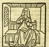An illustration from Cy est le Romat de la roze, ou, Tout lart Damour est enclose : histoires et auctoritez et maintz beaulx propos vsitez qui a este nouuellement Corrige suffisantement et cotte bien a lauantaige com on voit en chascune page (1526)