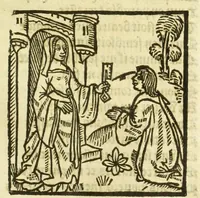 Picture 11 of 81 from Cy est le Romat de la roze, ou, Tout lart Damour est enclose : histoires et auctoritez et maintz beaulx propos vsitez qui a este nouuellement Corrige suffisantement et cotte bien a lauantaige com on voit en chascune page (1526), leaf 27