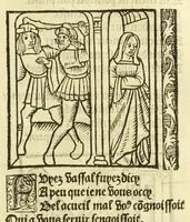 Picture 20 of 81 from Cy est le Romat de la roze, ou, Tout lart Damour est enclose : histoires et auctoritez et maintz beaulx propos vsitez qui a este nouuellement Corrige suffisantement et cotte bien a lauantaige com on voit en chascune page (1526), leaf 57