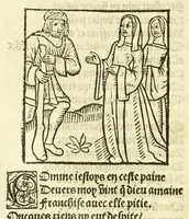 Picture 24 of 81 from Cy est le Romat de la roze, ou, Tout lart Damour est enclose : histoires et auctoritez et maintz beaulx propos vsitez qui a este nouuellement Corrige suffisantement et cotte bien a lauantaige com on voit en chascune page (1526), leaf 62