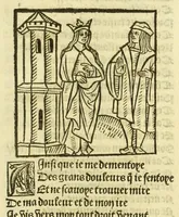 Picture 28 of 81 from Cy est le Romat de la roze, ou, Tout lart Damour est enclose : histoires et auctoritez et maintz beaulx propos vsitez qui a este nouuellement Corrige suffisantement et cotte bien a lauantaige com on voit en chascune page (1526), leaf 75