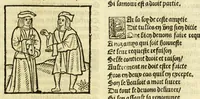 An illustration from Cy est le Romat de la roze, ou, Tout lart Damour est enclose : histoires et auctoritez et maintz beaulx propos vsitez qui a este nouuellement Corrige suffisantement et cotte bien a lauantaige com on voit en chascune page (1526)