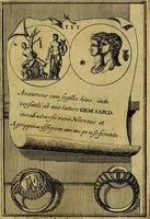 An illustration from Dactyliothecae, seu Annulorum sigillarium quorum priscos tam Graecos quam Romanos usus, ex ferro, aere, argento & auro promptuarii ... Collectis aliunde & ineditis & editis annulorum figuris auctior; (1695)
