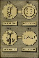An illustration from Dactyliothecae, seu Annulorum sigillarium quorum priscos tam Graecos quam Romanos usus, ex ferro, aere, argento & auro promptuarii ... Collectis aliunde & ineditis & editis annulorum figuris auctior; (1695)