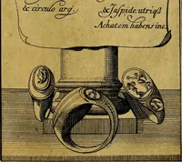 An illustration from Dactyliothecae, seu Annulorum sigillarium quorum priscos tam Graecos quam Romanos usus, ex ferro, aere, argento & auro promptuarii ... Collectis aliunde & ineditis & editis annulorum figuris auctior; (1695)