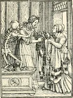 An illustration from The dance of death : the full series of wood engravings reproduced in phototype from the proofs and original editions (1886)