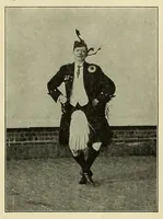 An illustration from Dances of the people : a second volume of Folk-dances and singing games; containing twenty-eight folk-dances of the United States, Ireland, England, Scotland, Norway, Sweden, Denmark, Finland, Germany, and Switzerland; with the music, full directions for performance and numerous illustrations (1913)
