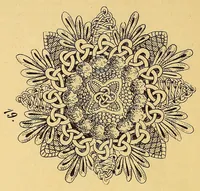 An illustration from Das Posamentier-Kunstgewerbe. Gründliche Anleitung zur Herstellung sämmtlicher Möbelposamenten. Praktisches Lehrbuch mit 100 Erläuternden Zeichnungen und Illustrationen im Text und 4 lithographirten Tafeln. Bezugsquellen-Addressbuch (1894)