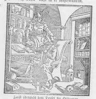An illustration from Das ärgerliche Leben und schreckliche Ende des vielberüchtigten Erz-Schwarzkünstlers Johannis Fausti [microform] (1834)