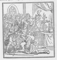 An illustration from Das ärgerliche Leben und schreckliche Ende des vielberüchtigten Erz-Schwarzkünstlers Johannis Fausti [microform] (1834)