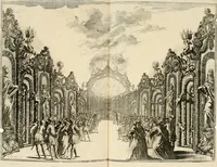 An illustration from Das vestalische ewige Feur, zur Geburts-Befrolokung deren Römischen Kayserlichen Mayestätten Leopold vnd Clavdia durchleuchtigisten Prinzessin Anna Maria auff der grossen Schau-Bühne gesungener vorgestellt, auss dem Wälschen in das Teutsche übersetzet (1674)
