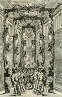 An illustration from Das vestalische ewige Feur, zur Geburts-Befrolokung deren Römischen Kayserlichen Mayestätten Leopold vnd Clavdia durchleuchtigisten Prinzessin Anna Maria auff der grossen Schau-Bühne gesungener vorgestellt, auss dem Wälschen in das Teutsche übersetzet (1674)