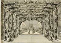 An illustration from Das vestalische ewige Feur, zur Geburts-Befrolokung deren Römischen Kayserlichen Mayestätten Leopold vnd Clavdia durchleuchtigisten Prinzessin Anna Maria auff der grossen Schau-Bühne gesungener vorgestellt, auss dem Wälschen in das Teutsche übersetzet (1674)