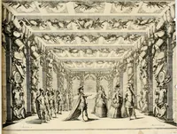 An illustration from Das vestalische ewige Feur, zur Geburts-Befrolokung deren Römischen Kayserlichen Mayestätten Leopold vnd Clavdia durchleuchtigisten Prinzessin Anna Maria auff der grossen Schau-Bühne gesungener vorgestellt, auss dem Wälschen in das Teutsche übersetzet (1674)