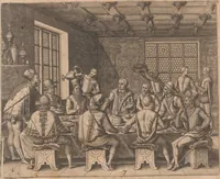 An illustration from Das vierdte Buch von der Neuwen Welt. Oder Neuwe vnd gründtliche Historien, von dem Nidergängischen Indien, so von Christophoro Columbo im Jar 1492 erstlich erfunden (1594)