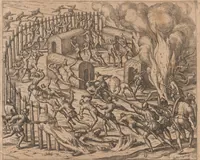 An illustration from Das vierdte Buch von der Neuwen Welt. Oder Neuwe vnd gründtliche Historien, von dem Nidergängischen Indien, so von Christophoro Columbo im Jar 1492 erstlich erfunden (1594)