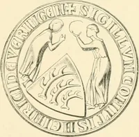 An illustration from Das Wappen des fürstlichen Hauses Hohenzollern in seiner Entwicklung von der ältesten Zeit bis zur Gegenwart historisch dargestellt, nebst Anhang: Hohenzollern'sche Allianz-Wappen (1889)