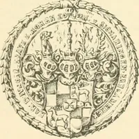 An illustration from Das Wappen des fürstlichen Hauses Hohenzollern in seiner Entwicklung von der ältesten Zeit bis zur Gegenwart historisch dargestellt, nebst Anhang: Hohenzollern'sche Allianz-Wappen (1889)