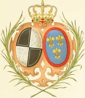 An illustration from Das Wappen des fürstlichen Hauses Hohenzollern in seiner Entwicklung von der ältesten Zeit bis zur Gegenwart historisch dargestellt, nebst Anhang: Hohenzollern'sche Allianz-Wappen (1889)