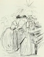 Picture 268 of 473 from Das Weib in der Karikatur Frankreichs : mit 448 Textillustrationen und 72 farbigen Kunstblättern nach seltenen und amüsanten französischen Karikaturen aus allen Zeitepochen (1907), leaf 421